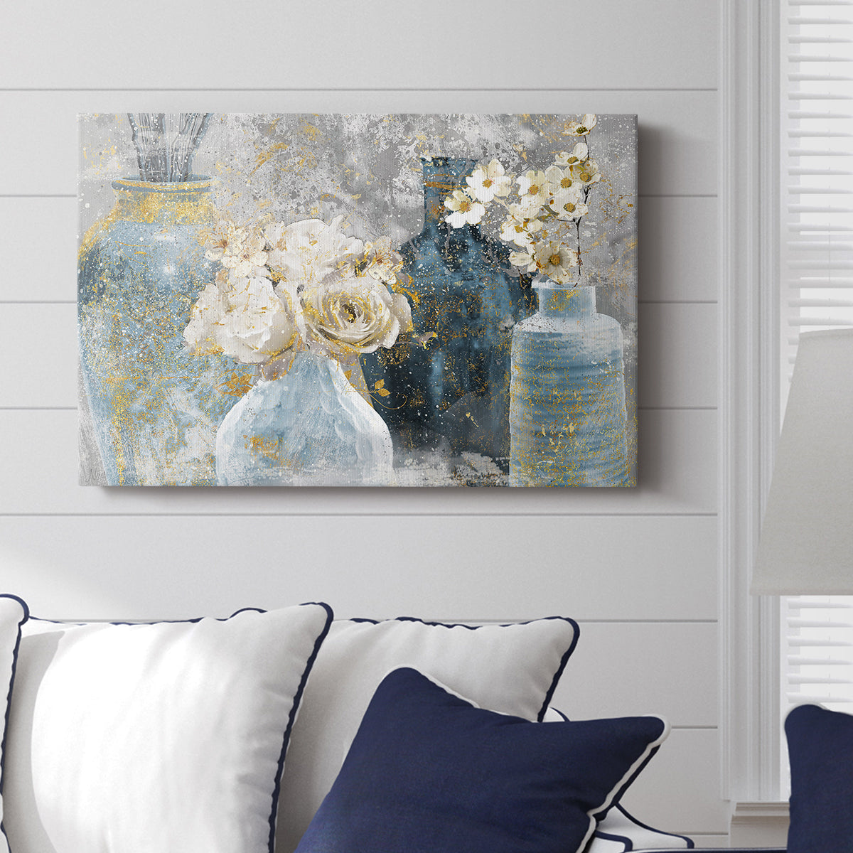 Vessels and Blooms Blues - Canvas Art Print