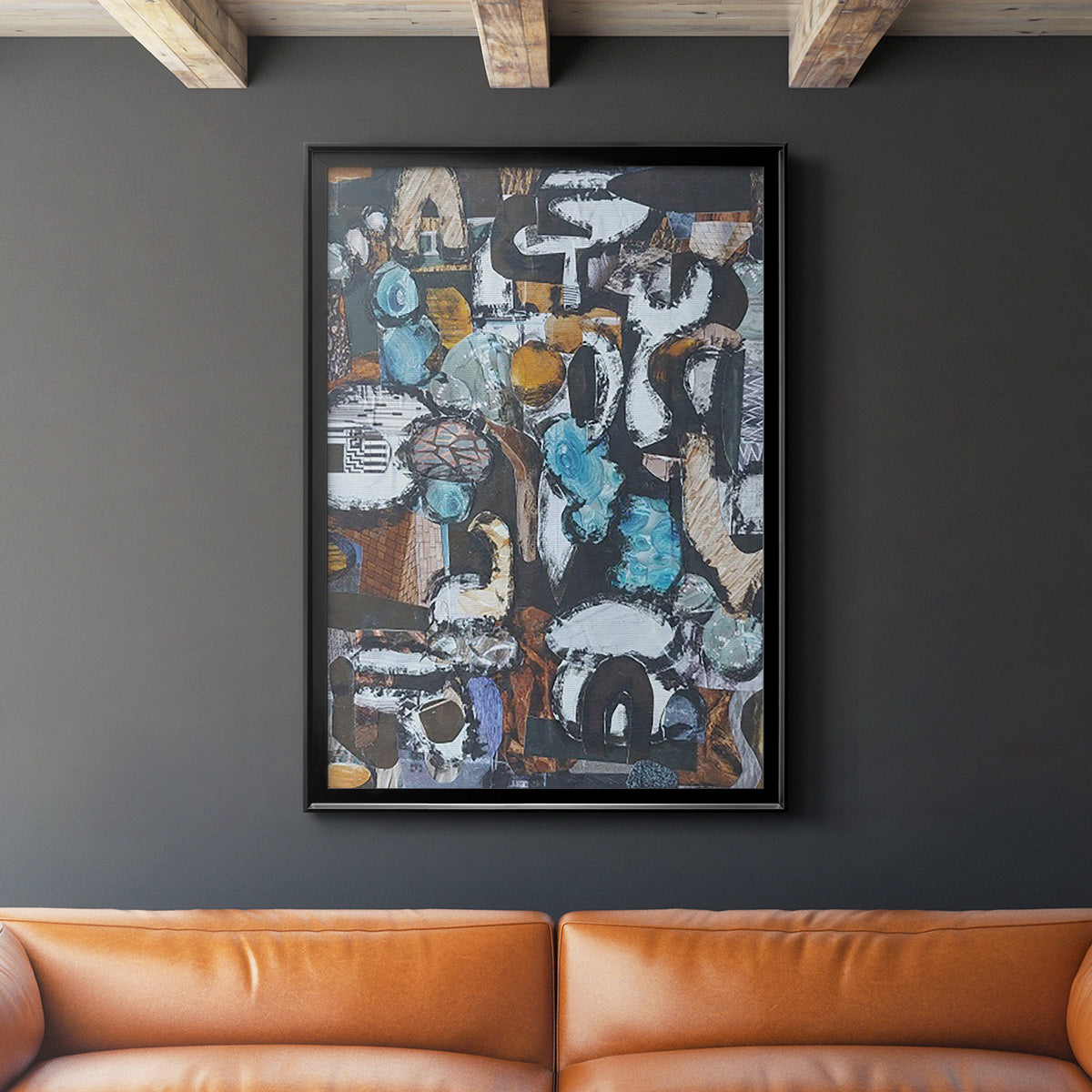 California Beach Blue Glass - Modern Framed Canvas Print