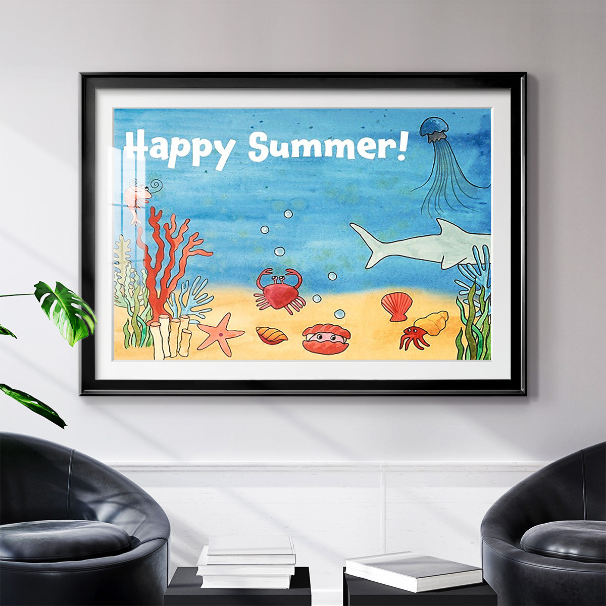 Cute Sea Creatures I - Modern Framed Art Print