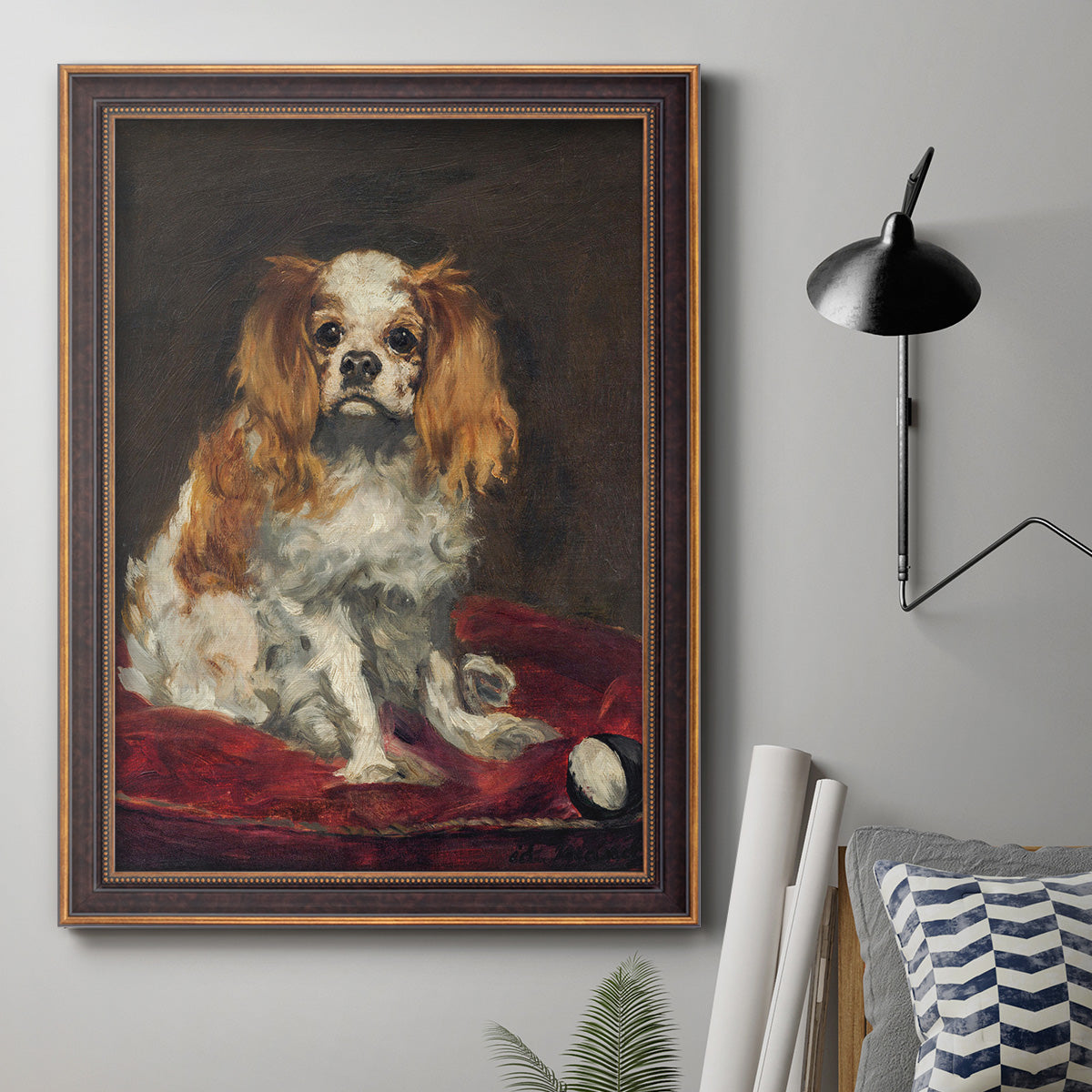 A King Charles Spaniel - Ornate Framed Canvas Print