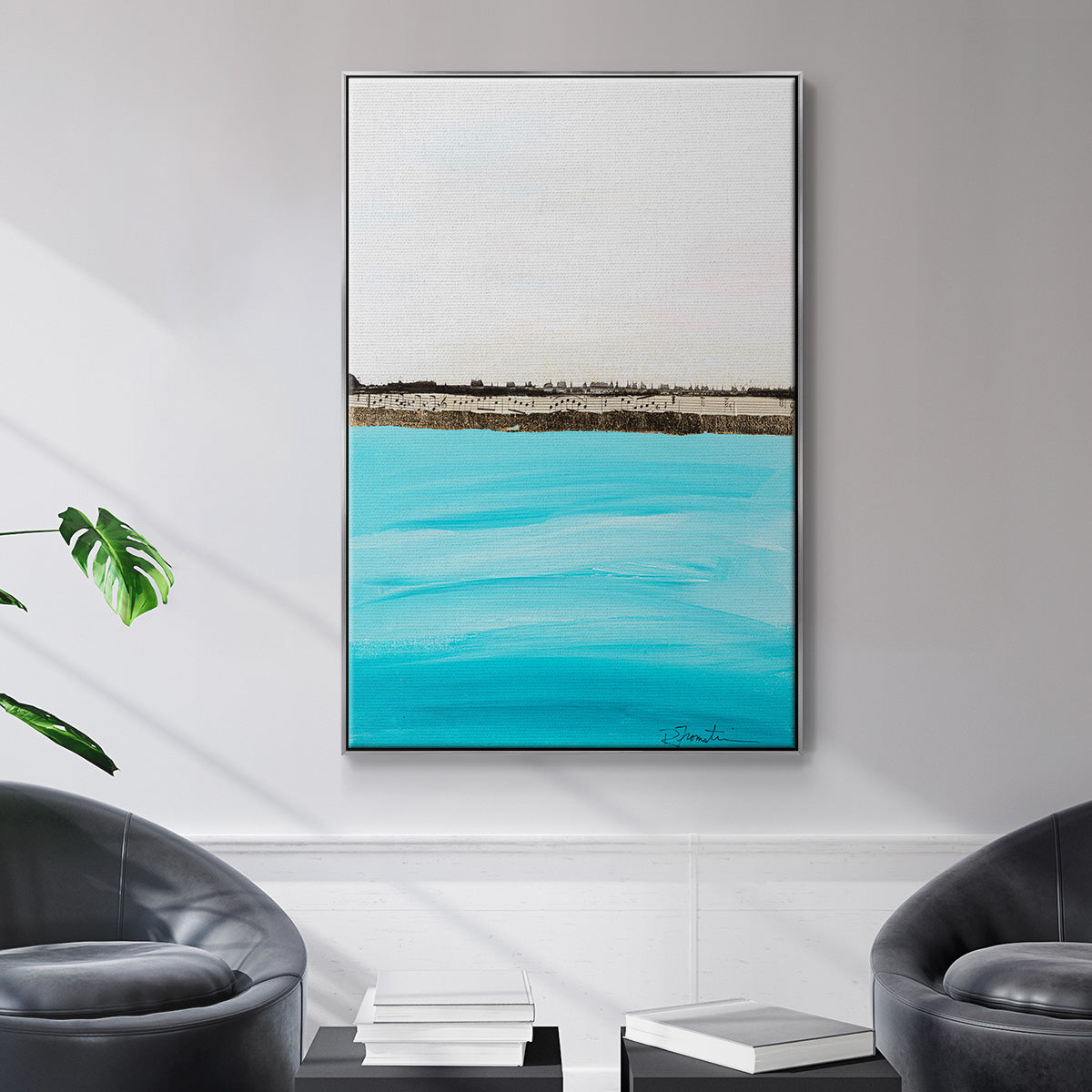 Harmony in Turquiose - Framed Premium Gallery Wrapped Canvas L Frame - Ready to Hang