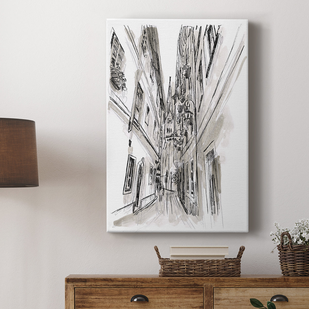 Europe Street Sketches III - Canvas Art Print