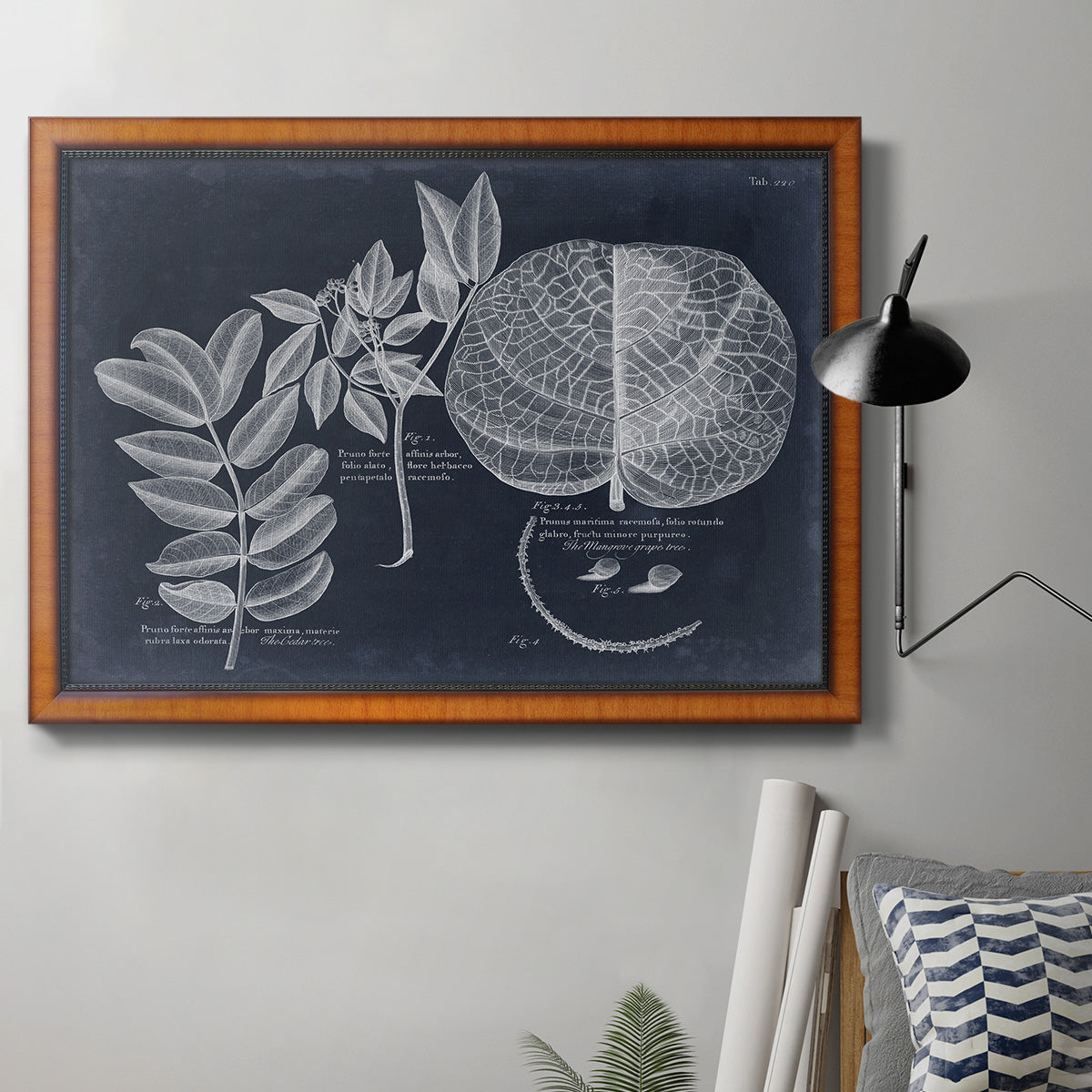 Foliage on Navy I Premium Framed Canvas- Ready to Hang