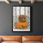 Fox Curled on Pumpkin - Modern Framed Canvas Print