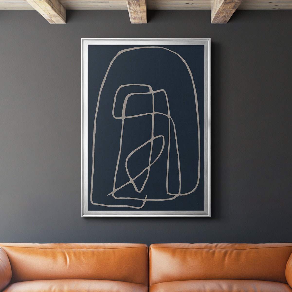 Shapes and Night Sky I - Modern Framed Canvas Print