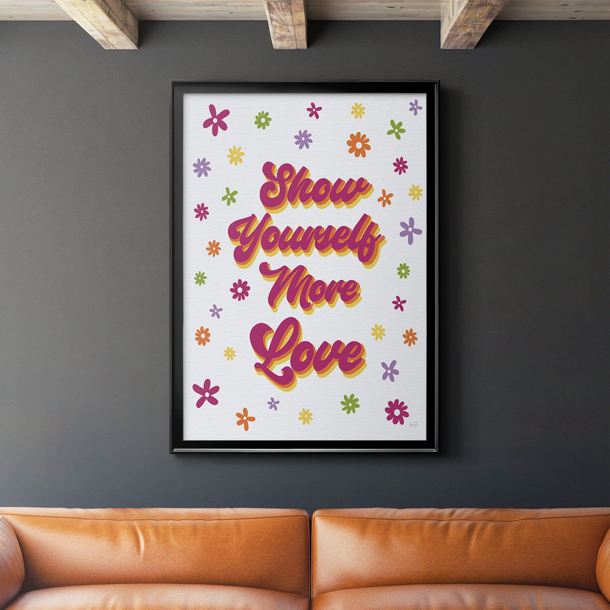 Show Yourself More Love - Modern Framed Canvas Print