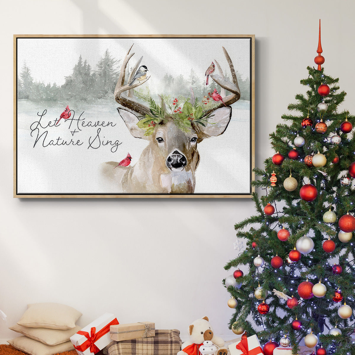 Holiday Deer Collection A - Floater Framed Canvas Print