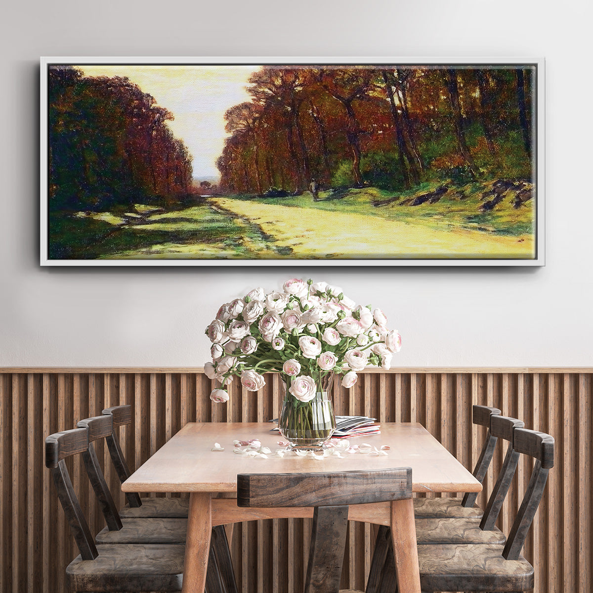 Road in a Forest Fontainebleau, 1864 - Floater Framed Canvas Print