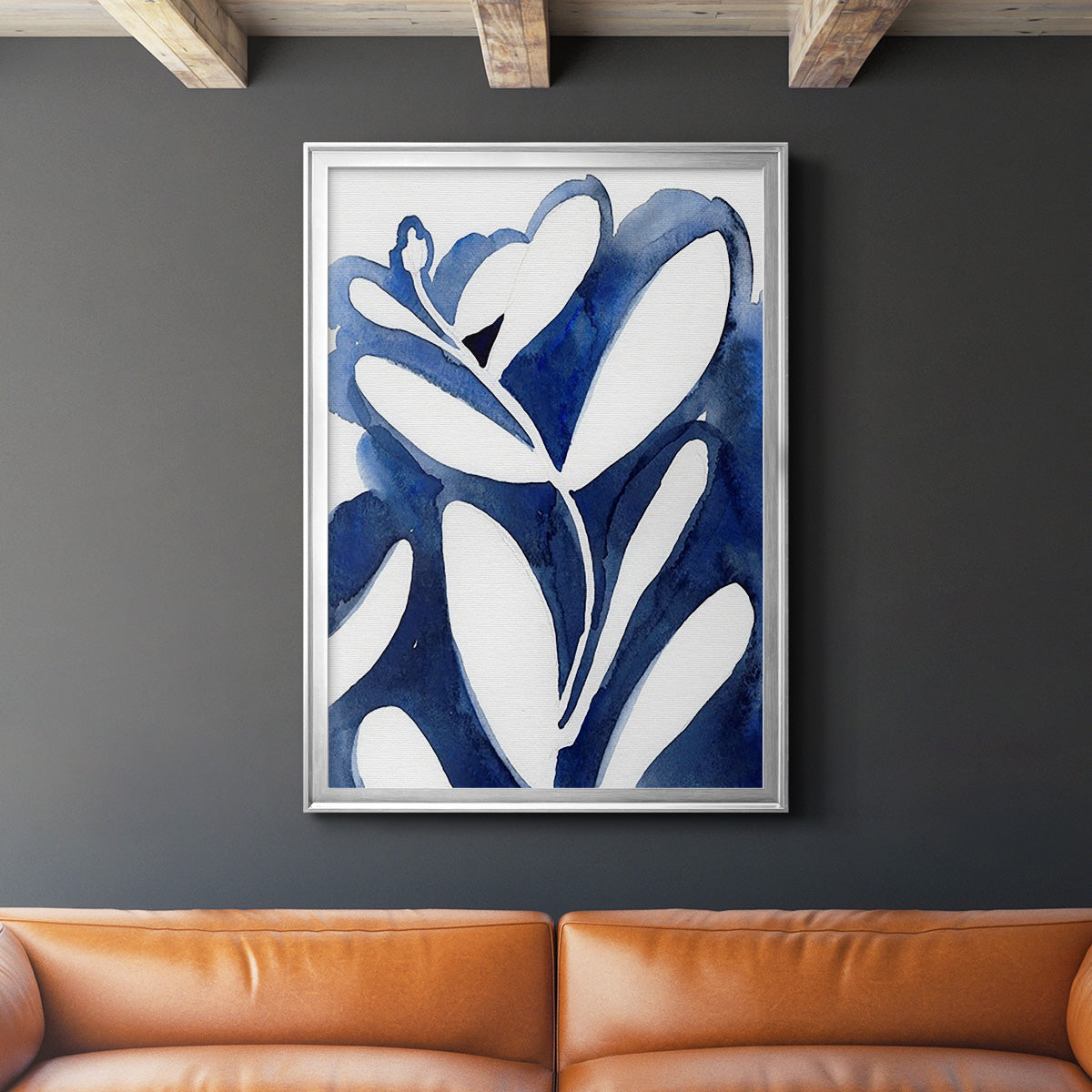 Blue Eucalyptus I - Modern Framed Canvas Print