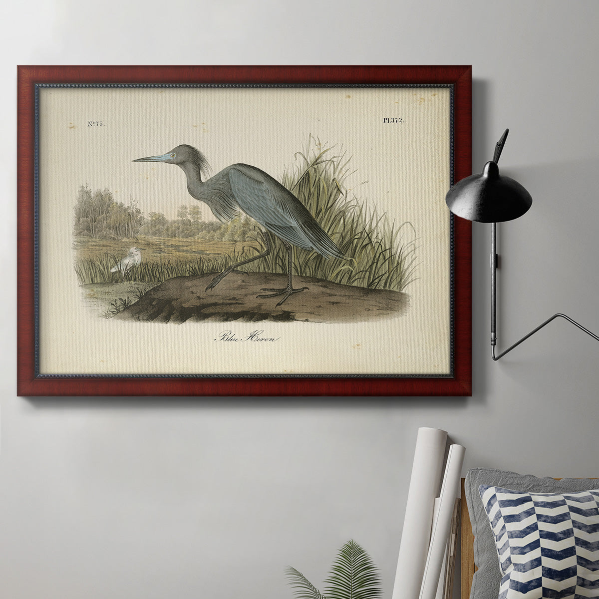 Audubons Blue Heron Premium Framed Canvas- Ready to Hang