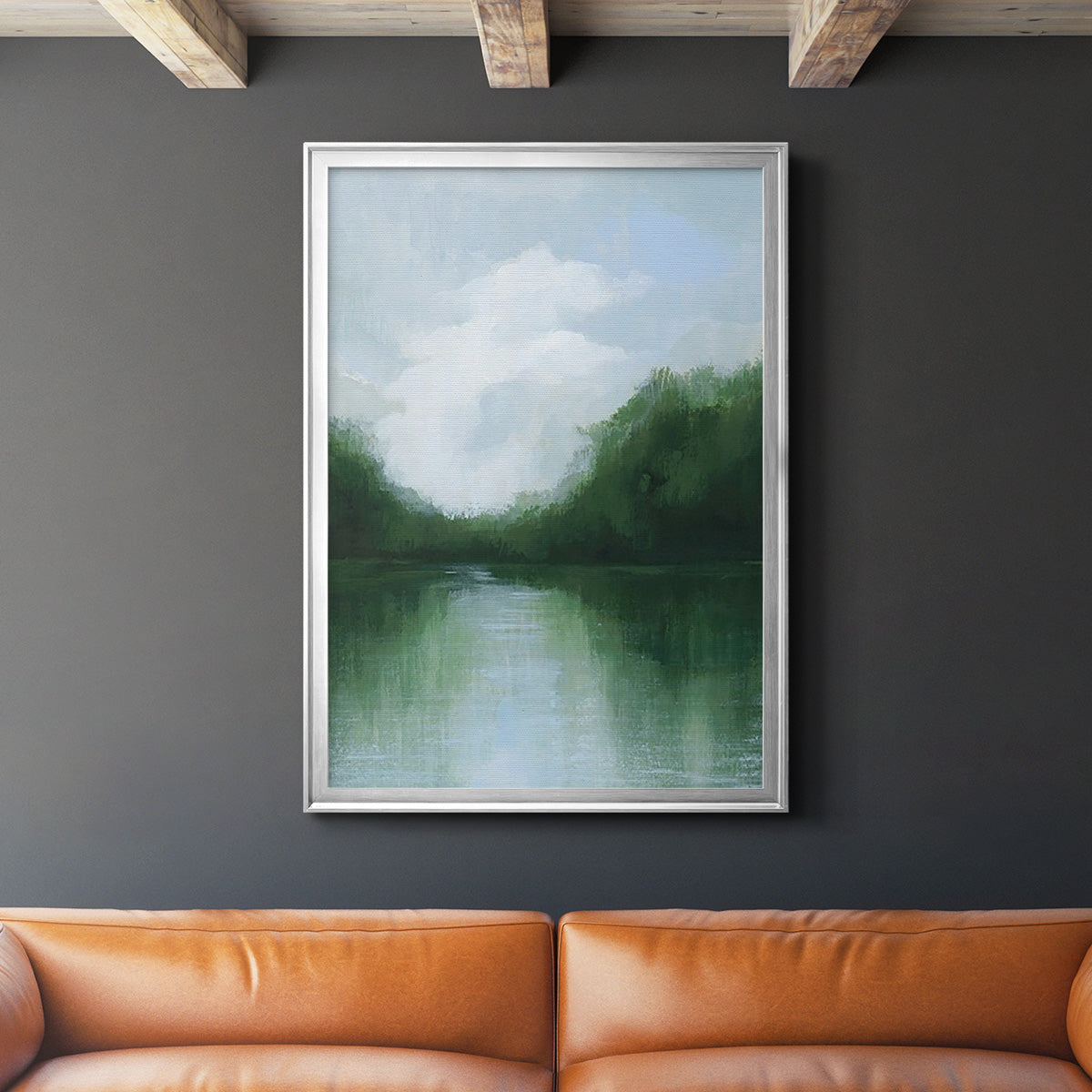 Mossy Reflections II - Modern Framed Canvas Print