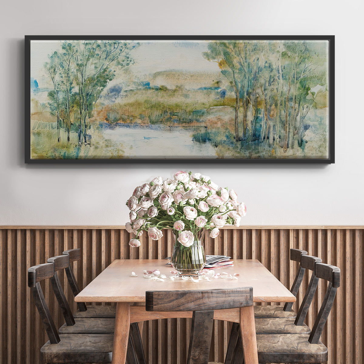 Trees on the Creek I - Floater Framed Canvas Print