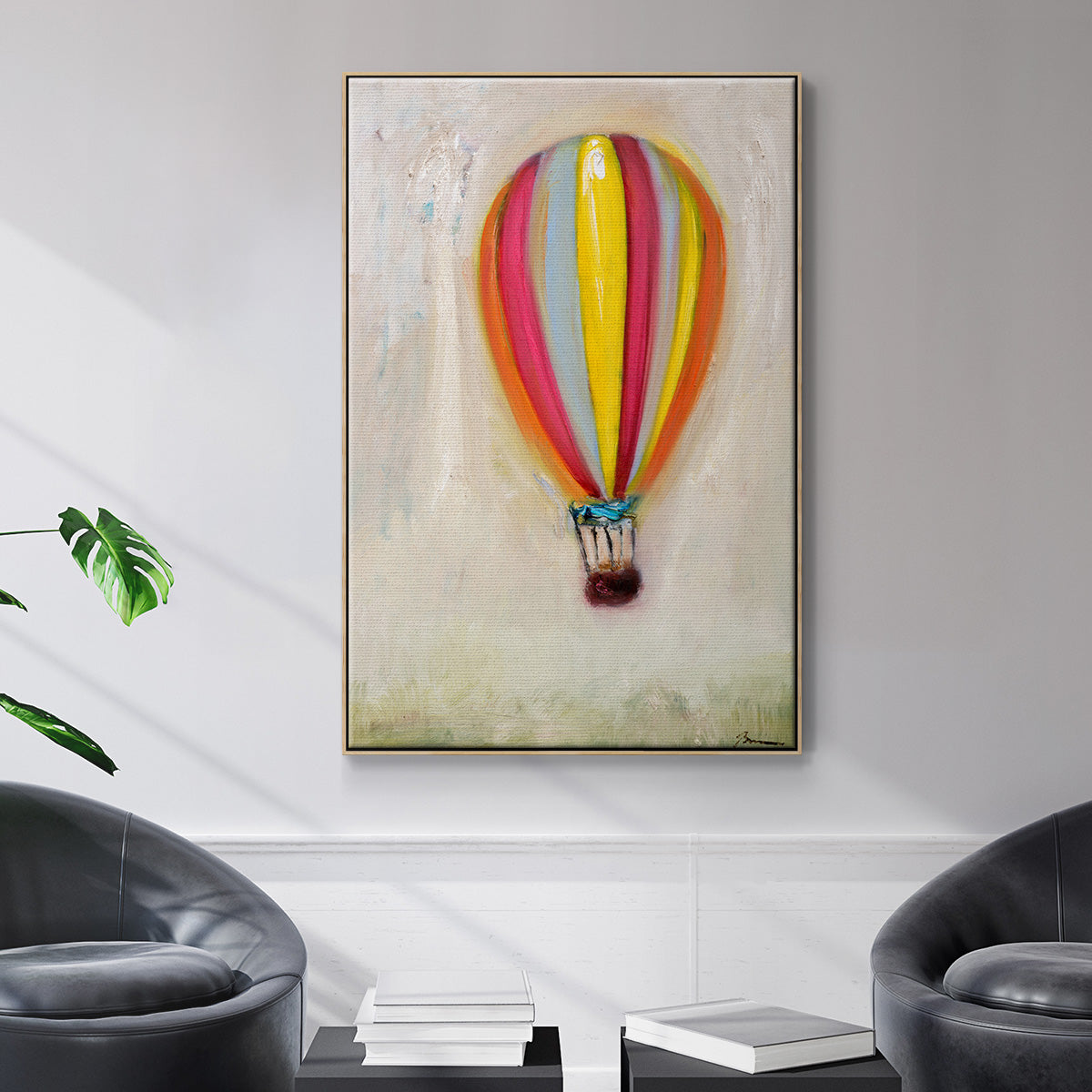 Lucky Hot Air Balloon - Framed Premium Gallery Wrapped Canvas L Frame - Ready to Hang