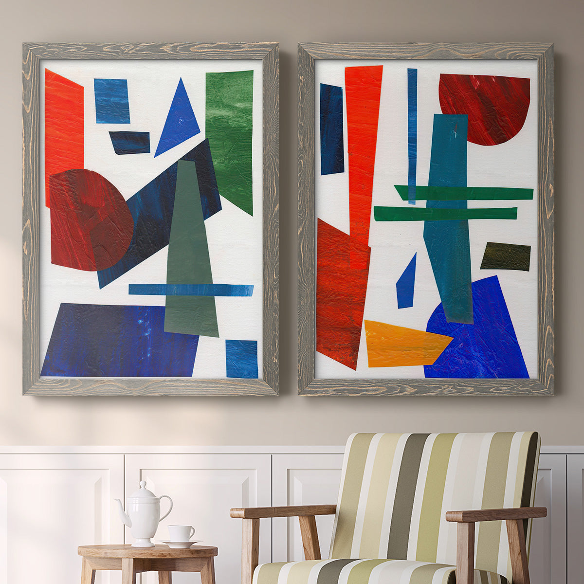 Colorful Shapes III - Premium Framed Canvas 2 Piece Set - Ready to Hang