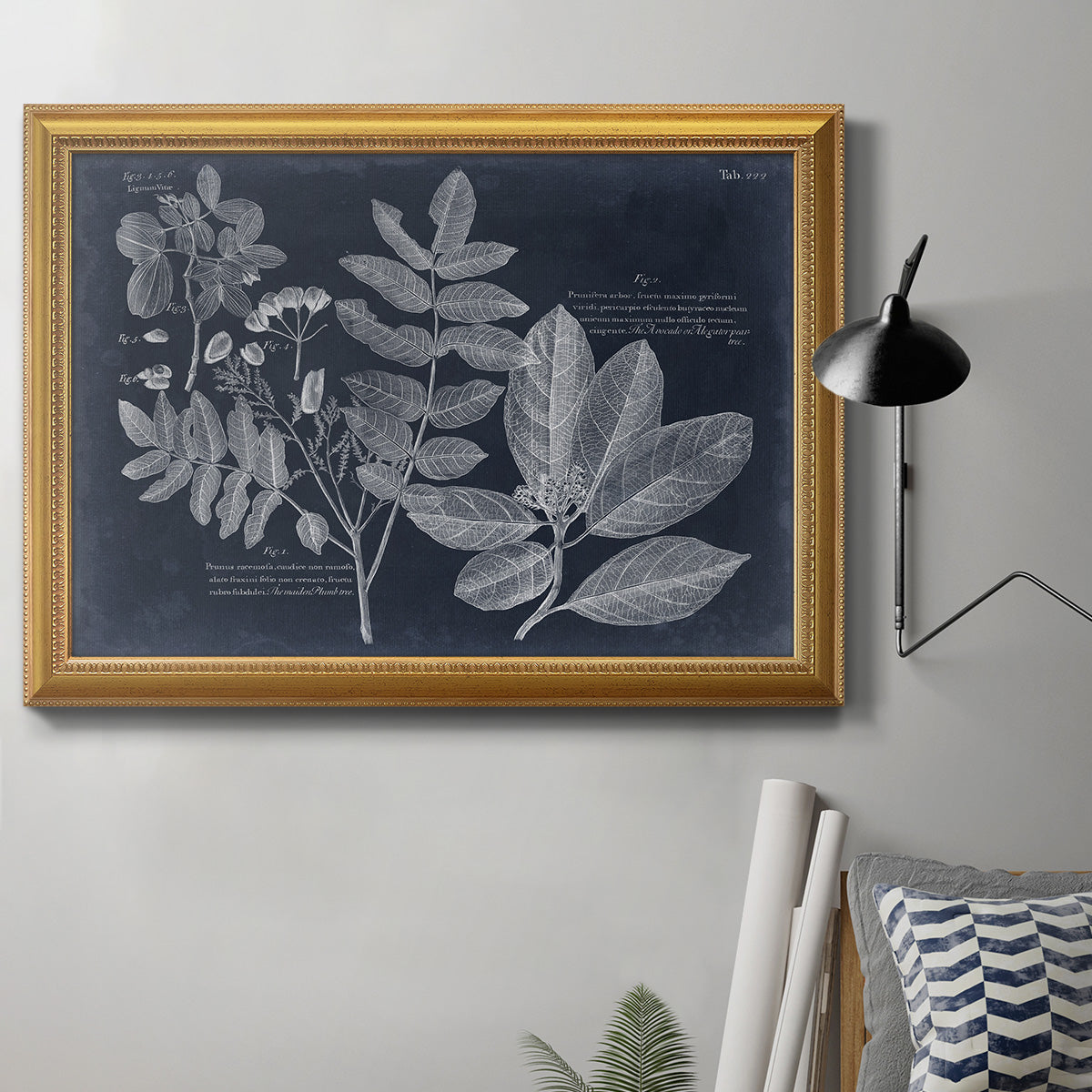 Foliage on Navy V Premium Framed Canvas- Ready to Hang