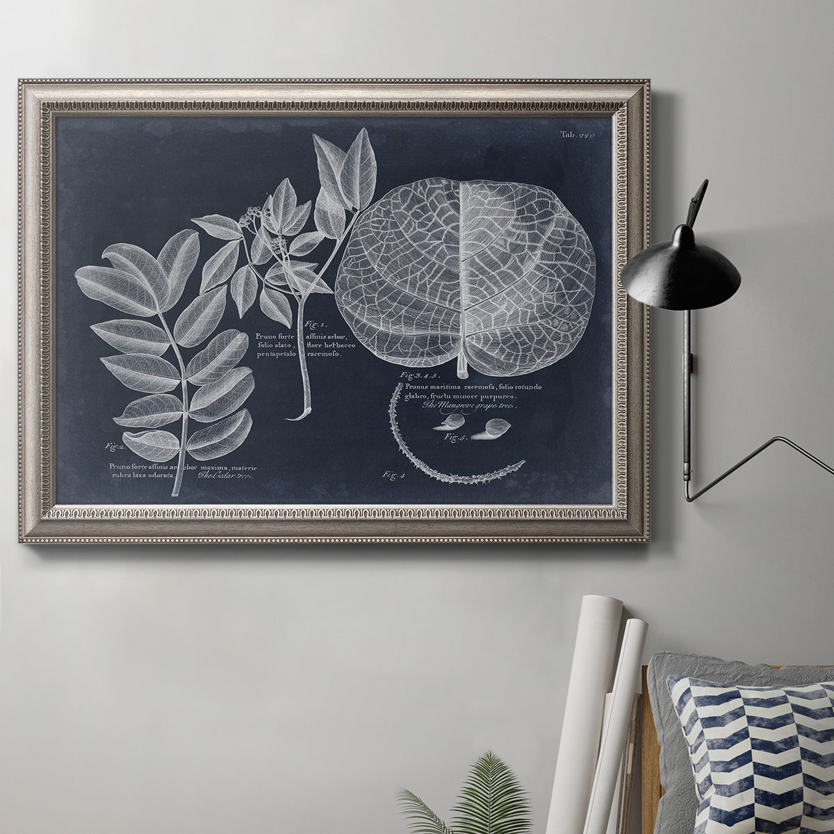 Foliage on Navy II Premium Framed Canvas- Ready to Hang