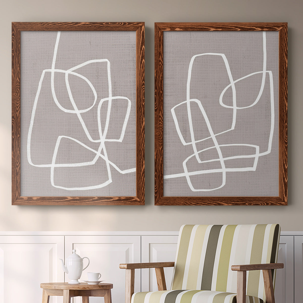 Linen Roundabout I - Premium Framed Canvas 2 Piece Set - Ready to Hang