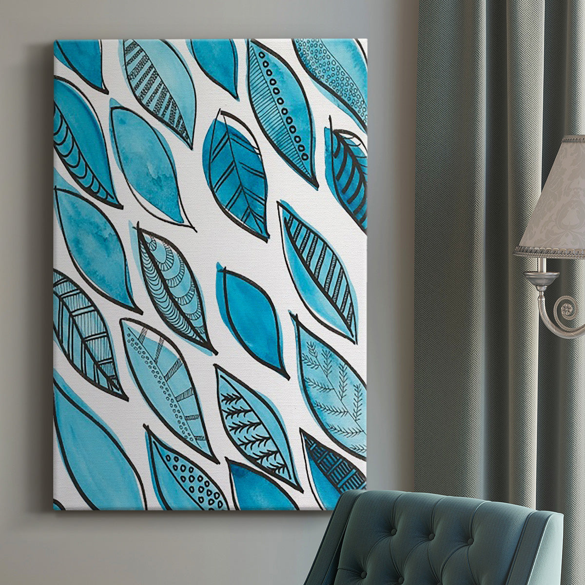 Patterned Leaf Shapes I - Canvas Art Print