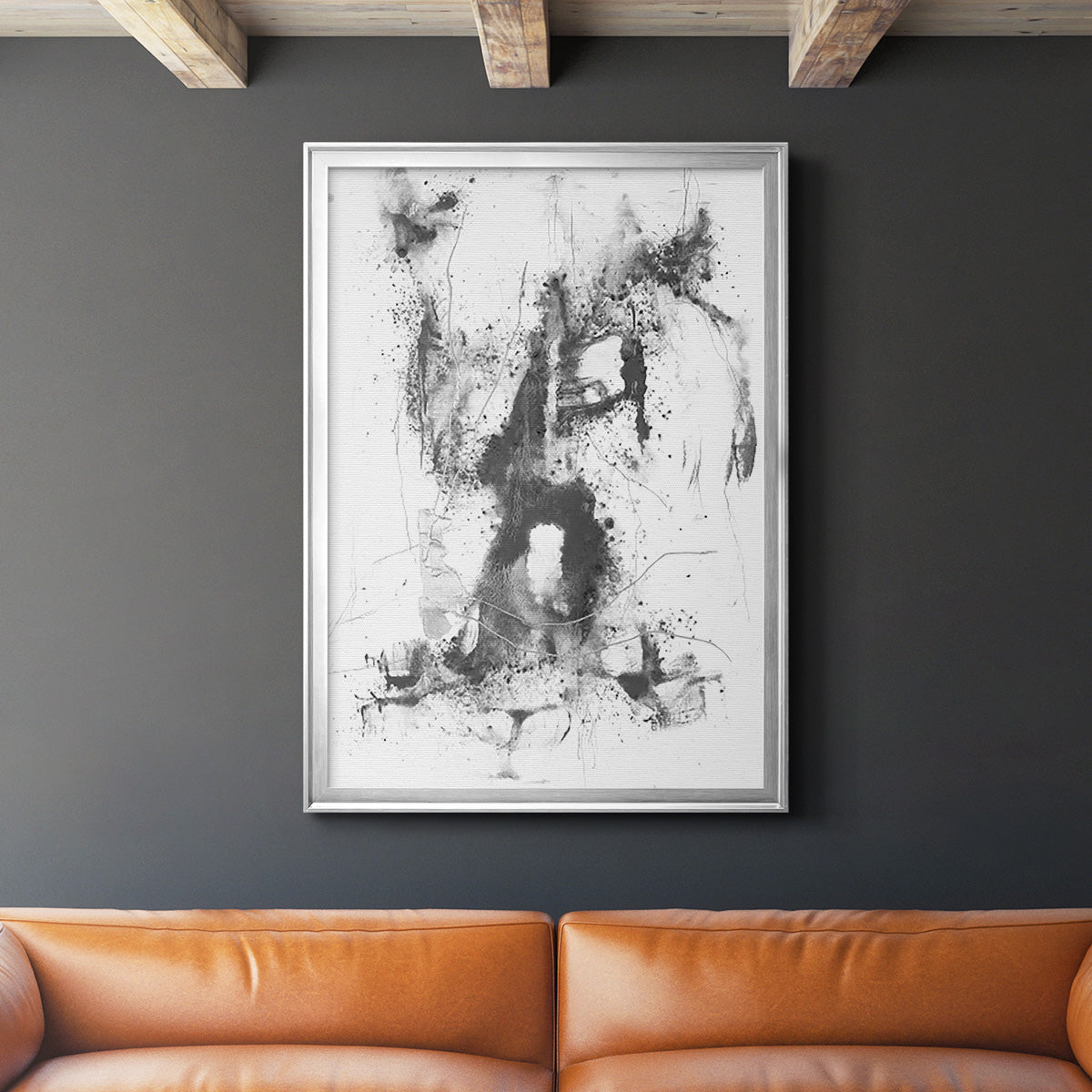 Graphite Abstract II - Modern Framed Canvas Print