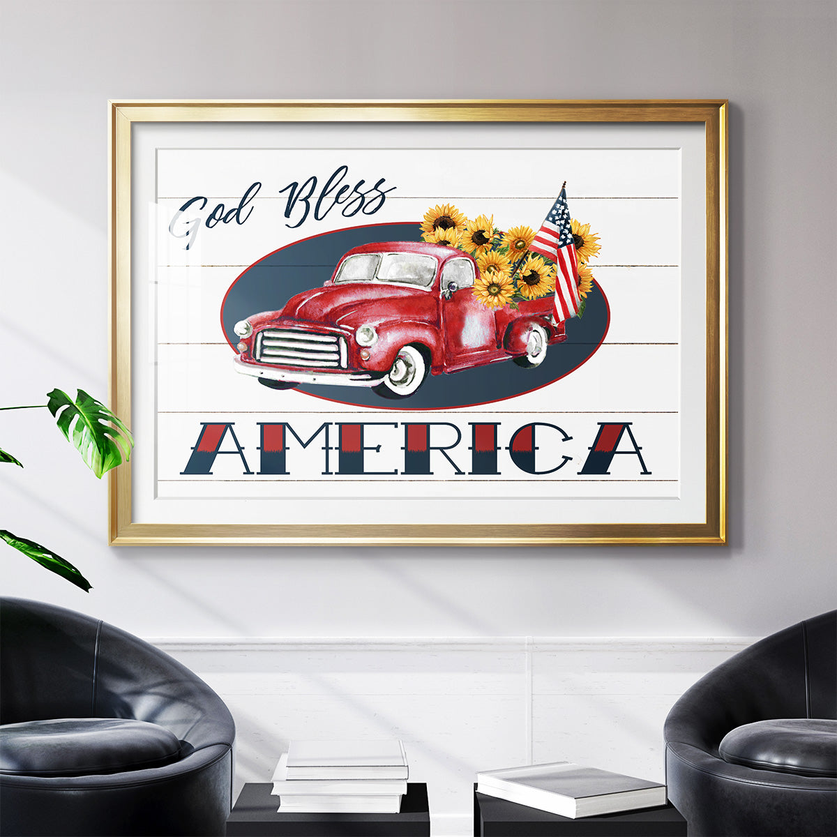 God Bless America Truck - Modern Framed Art Print
