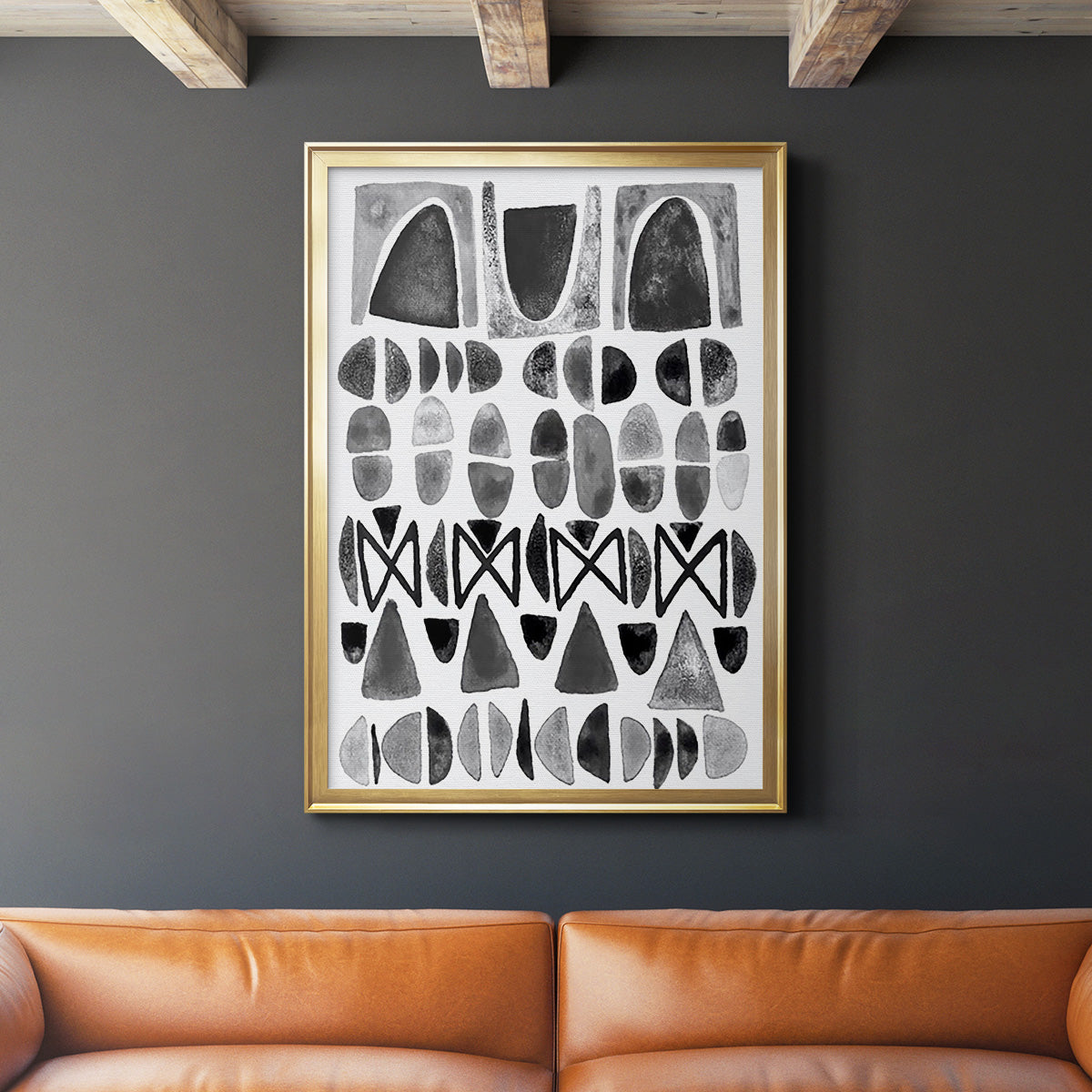 Grey Arches I - Modern Framed Canvas Print