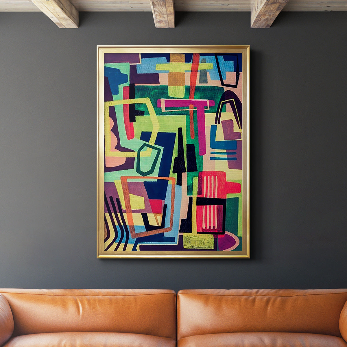 Connected Colors I - Modern Framed Canvas Print