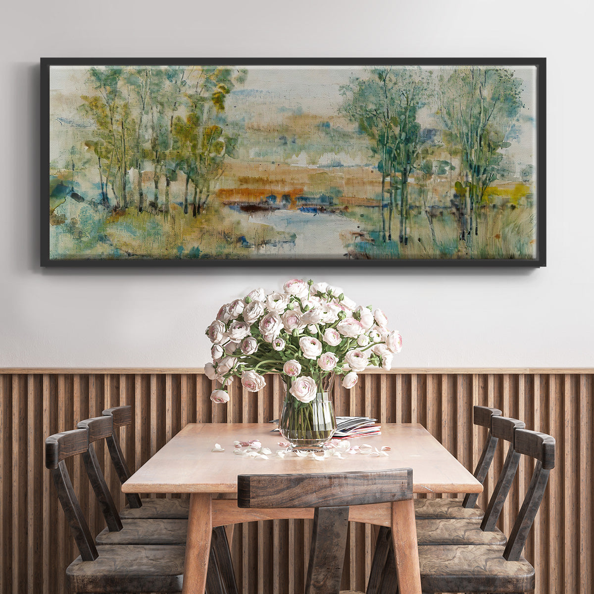 Trees on the Creek II - Floater Framed Canvas Print