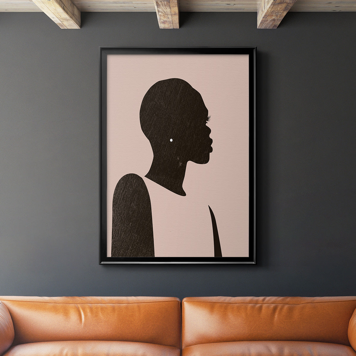 Pink Silhouette II - Modern Framed Canvas Print