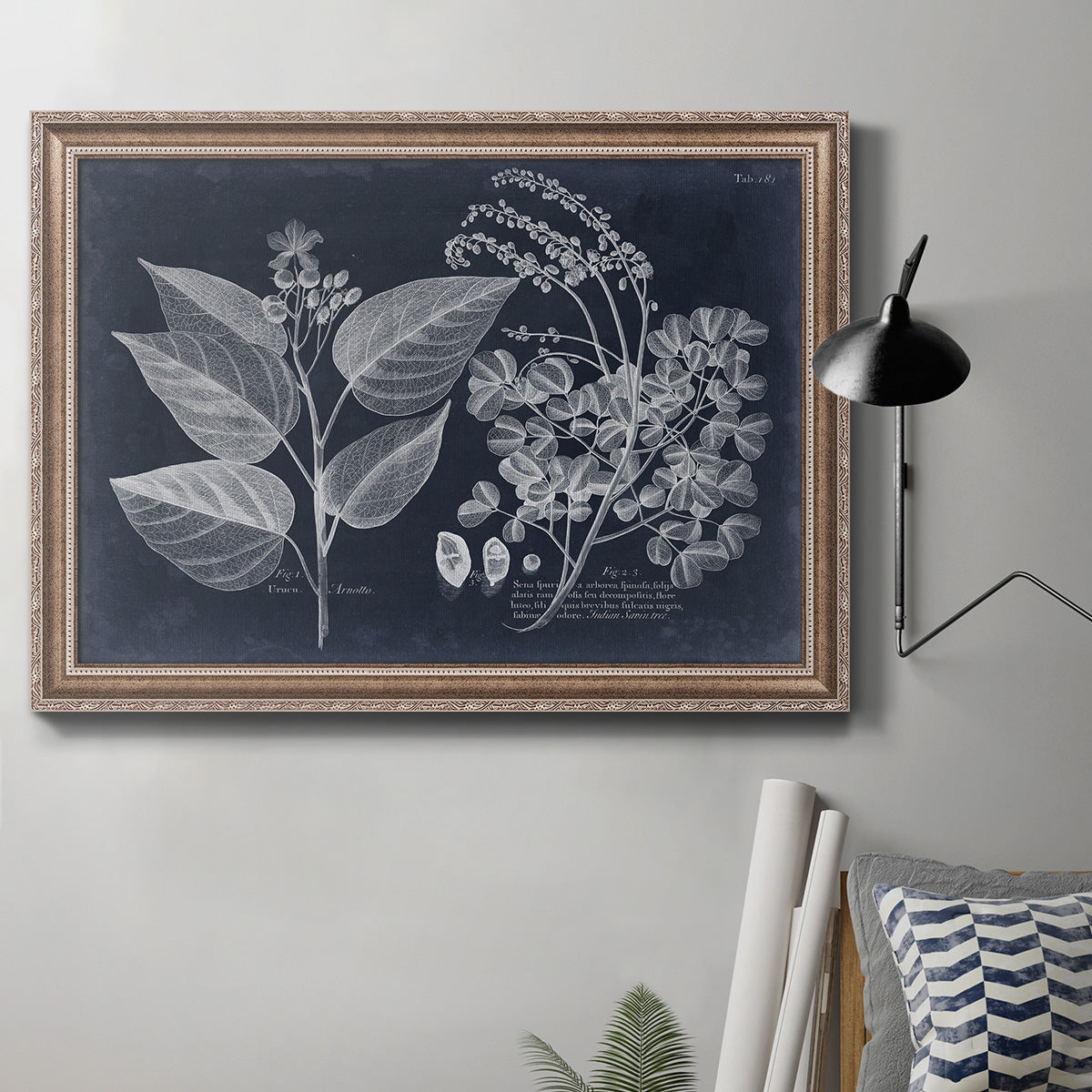 Foliage on Navy III Premium Framed Canvas- Ready to Hang