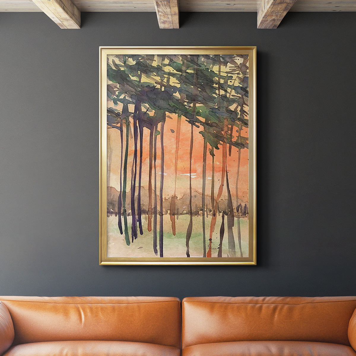 Between the Trees II - Modern Framed Canvas Print