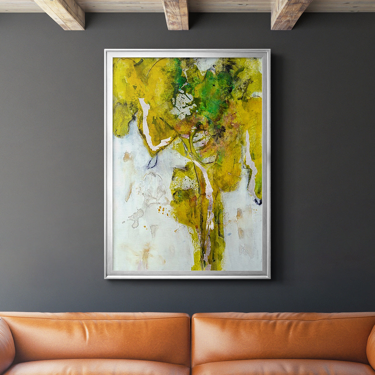 Golden Foliage I - Modern Framed Canvas Print