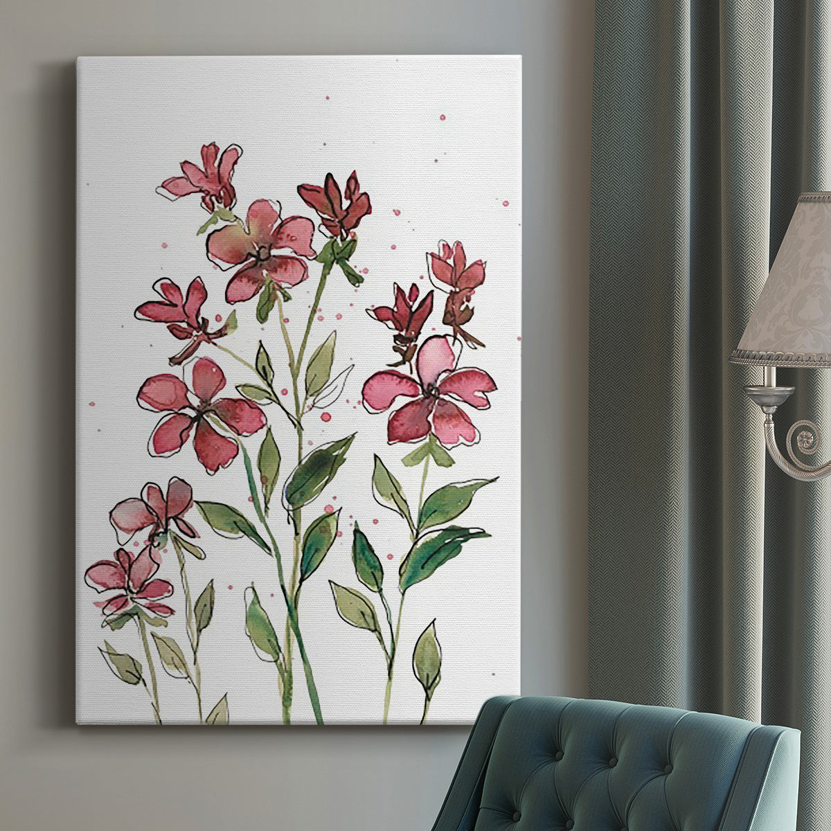 Watercolor Floral Stems II Premium Gallery Wrapped Canvas - Ready to Hang