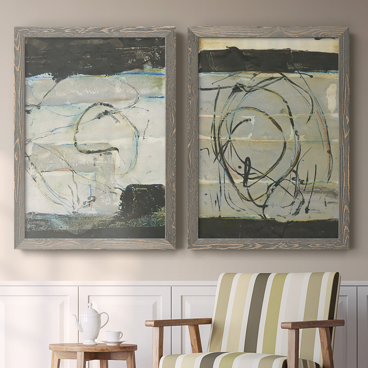 Continuing Energy I - Premium Framed Canvas 2 Piece Set - Ready to Hang