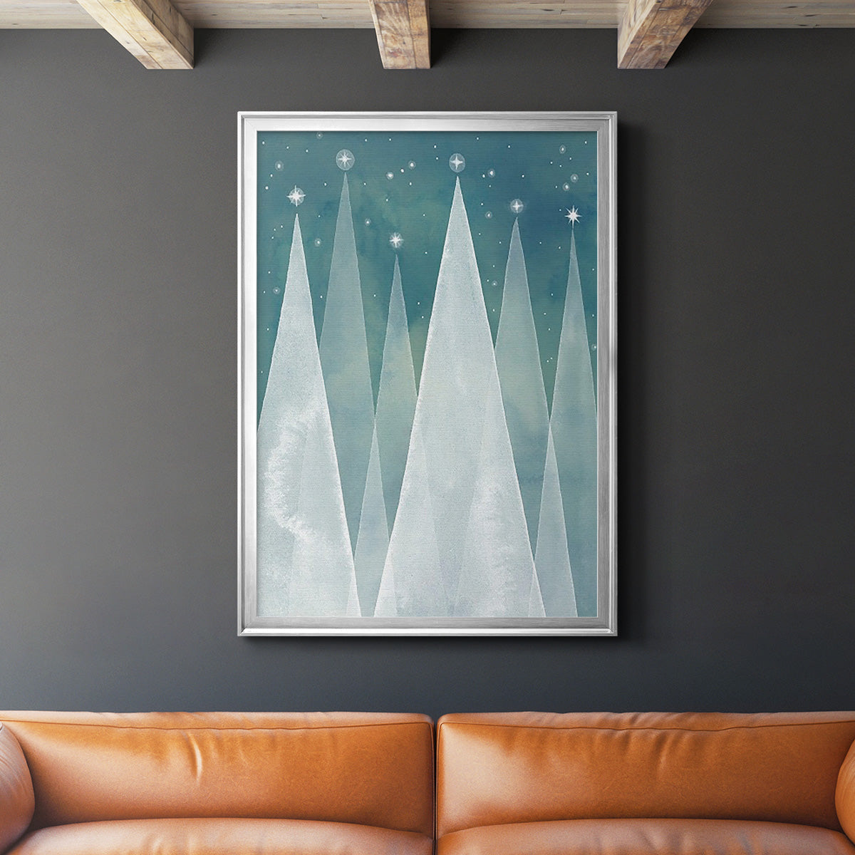 Mod Evergreens I - Modern Framed Canvas Print