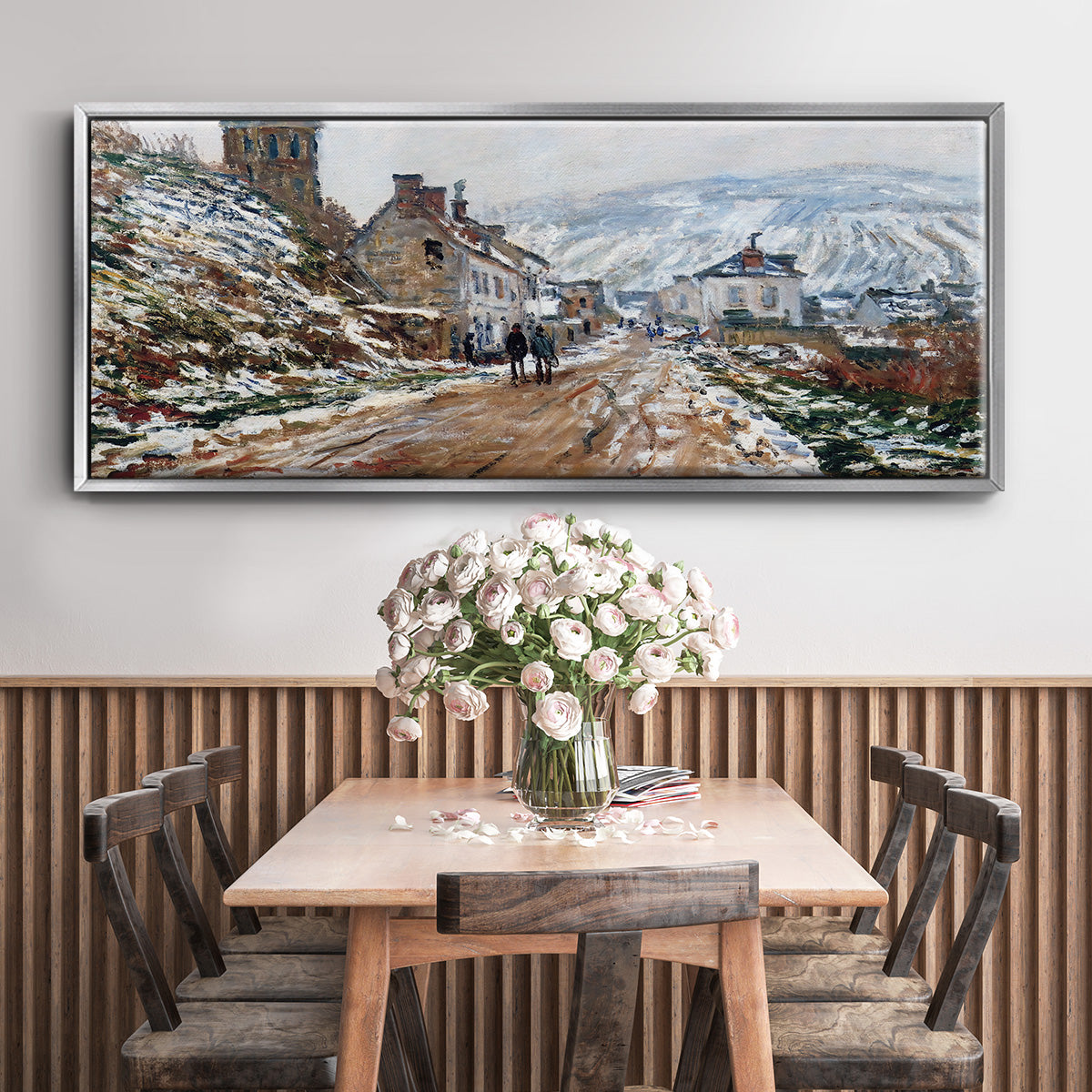 The Road in Vétheuil in Winter, 1879 - Floater Framed Canvas Print