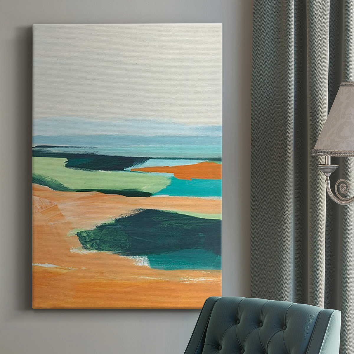 Aqua and Orange II Premium Gallery Wrapped Canvas - Ready to Hang