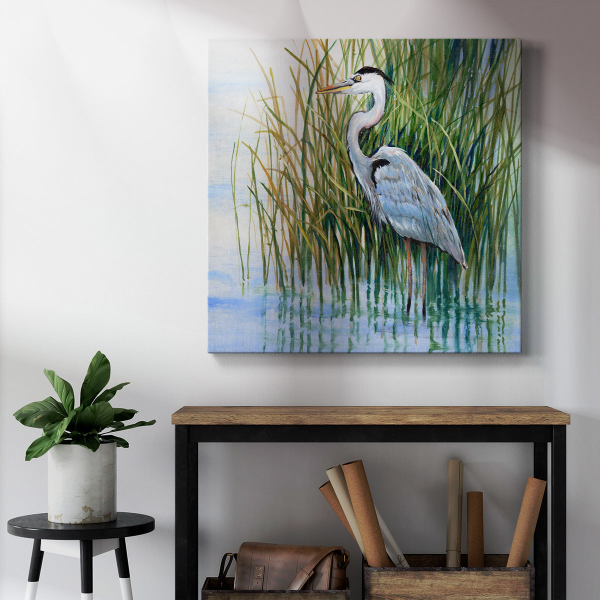 Heron in the Marsh II - Canvas Art Print