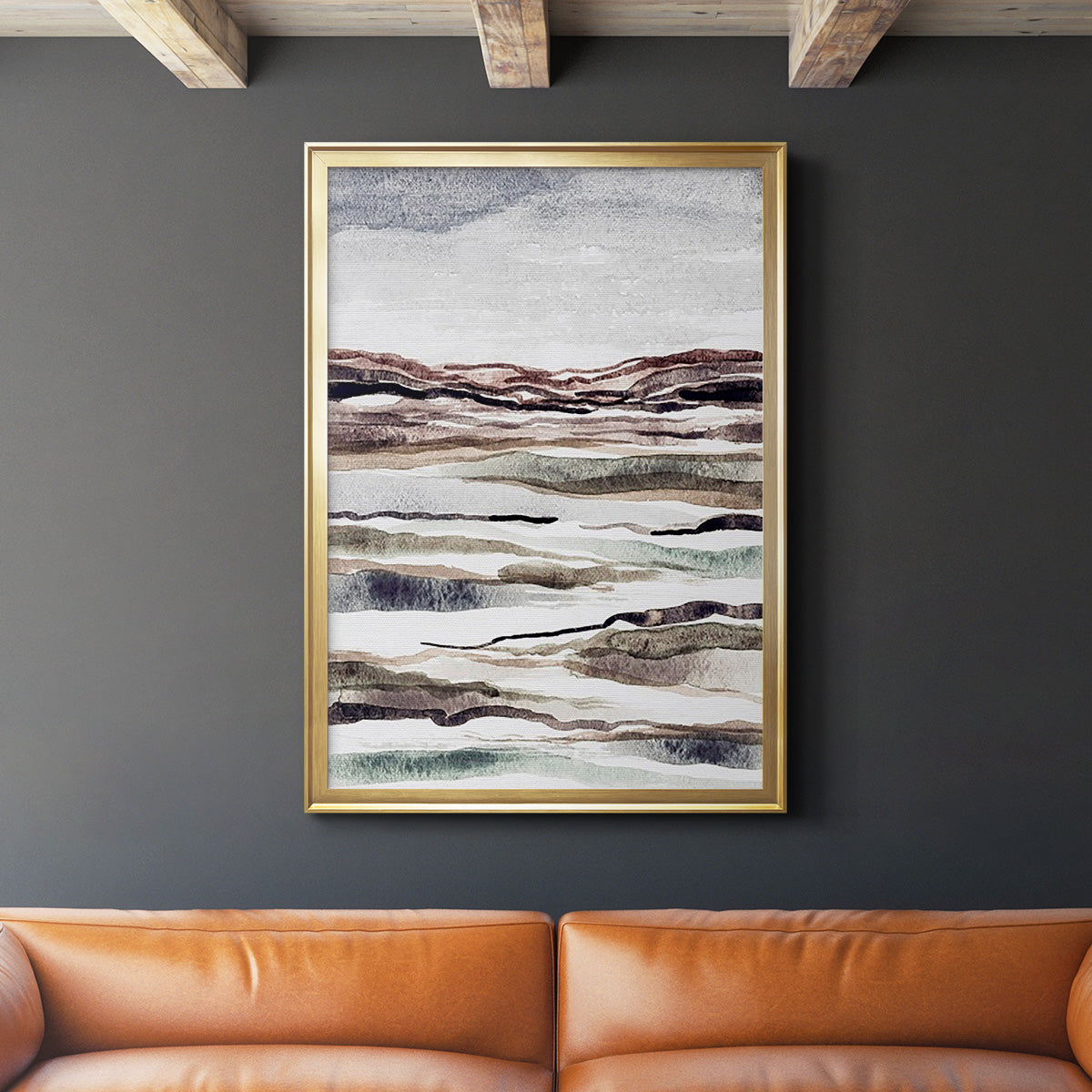 Muted Earth Layers II - Modern Framed Canvas Print