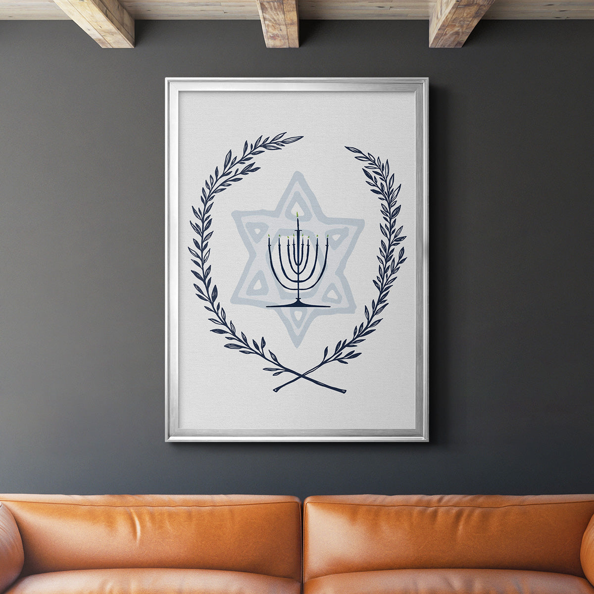 Happy Hanukkah I - Modern Framed Canvas Print