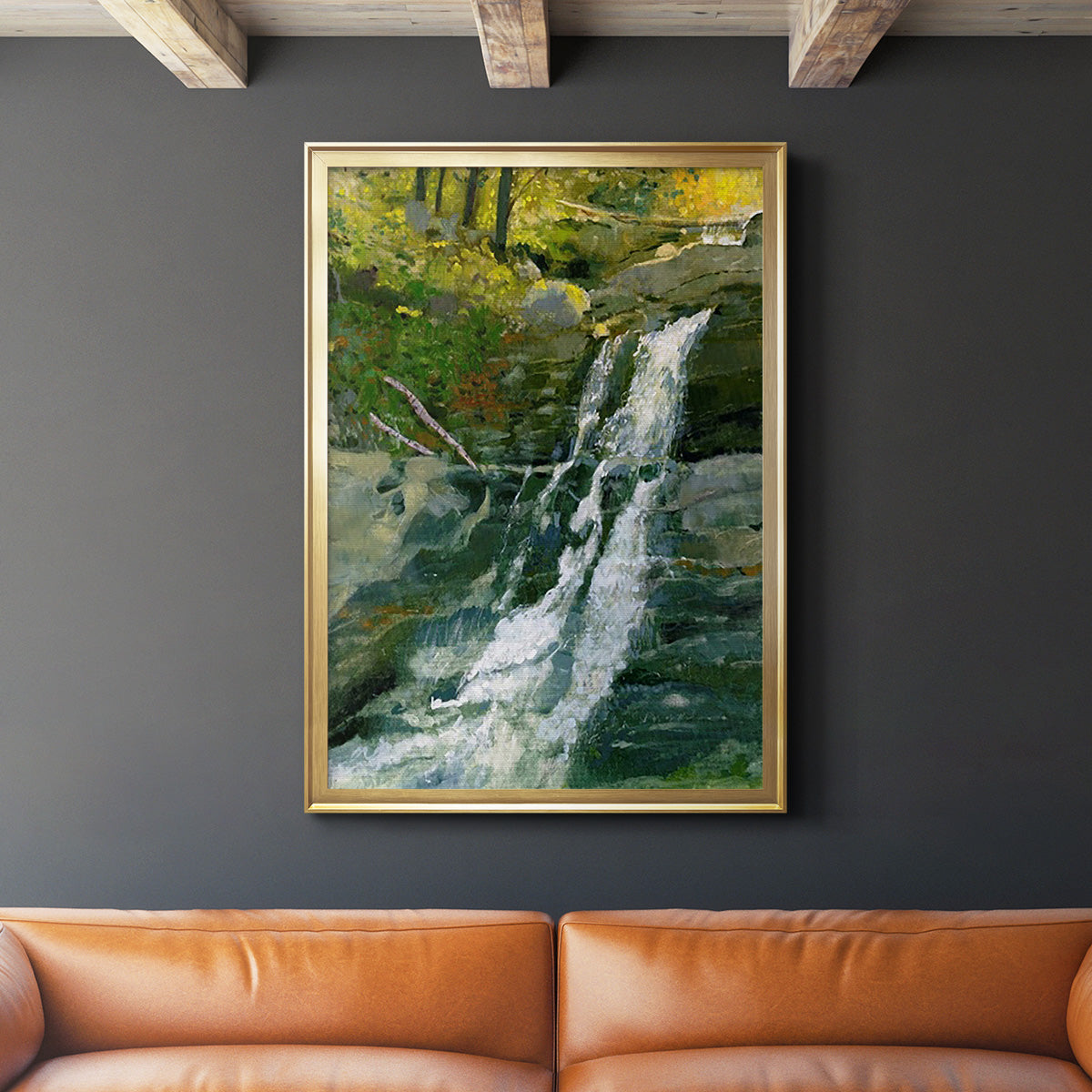 Kent Falls - Modern Framed Canvas Print