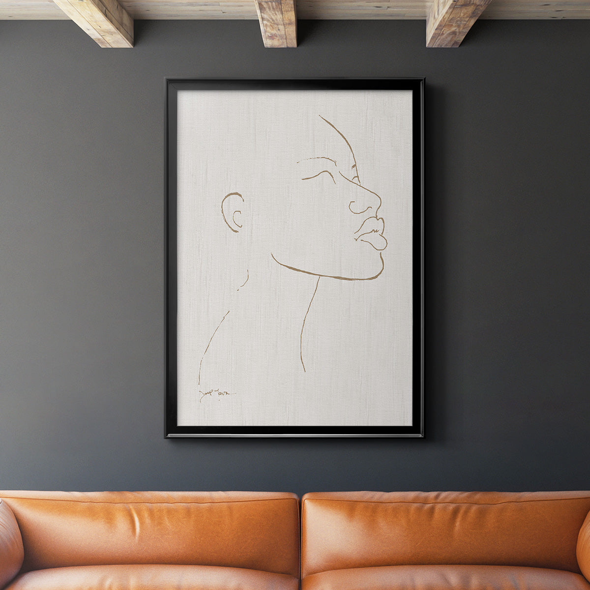 Portrait Sketch I - Modern Framed Canvas Print