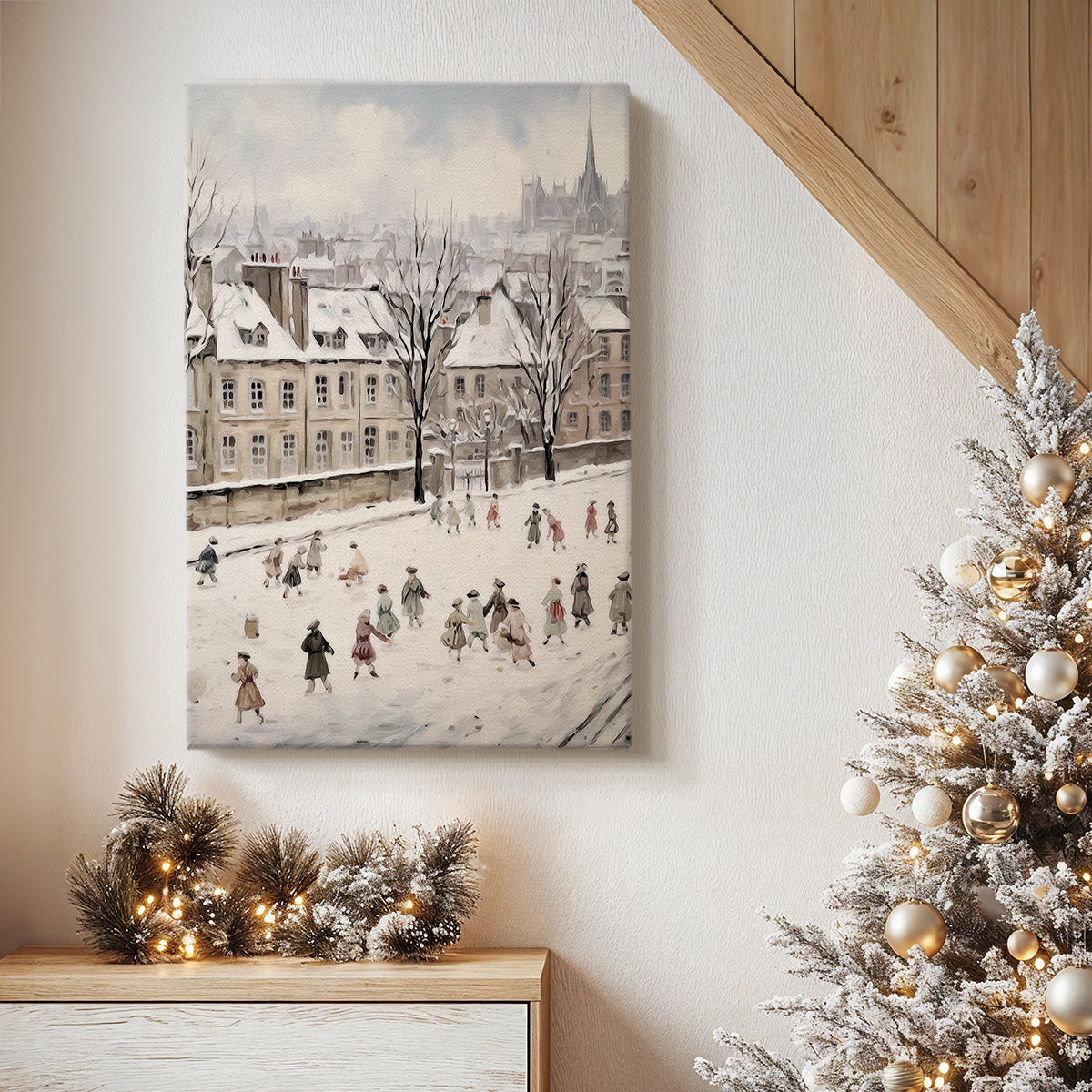Pearled Wreath at Midnight - Canvas Art Print