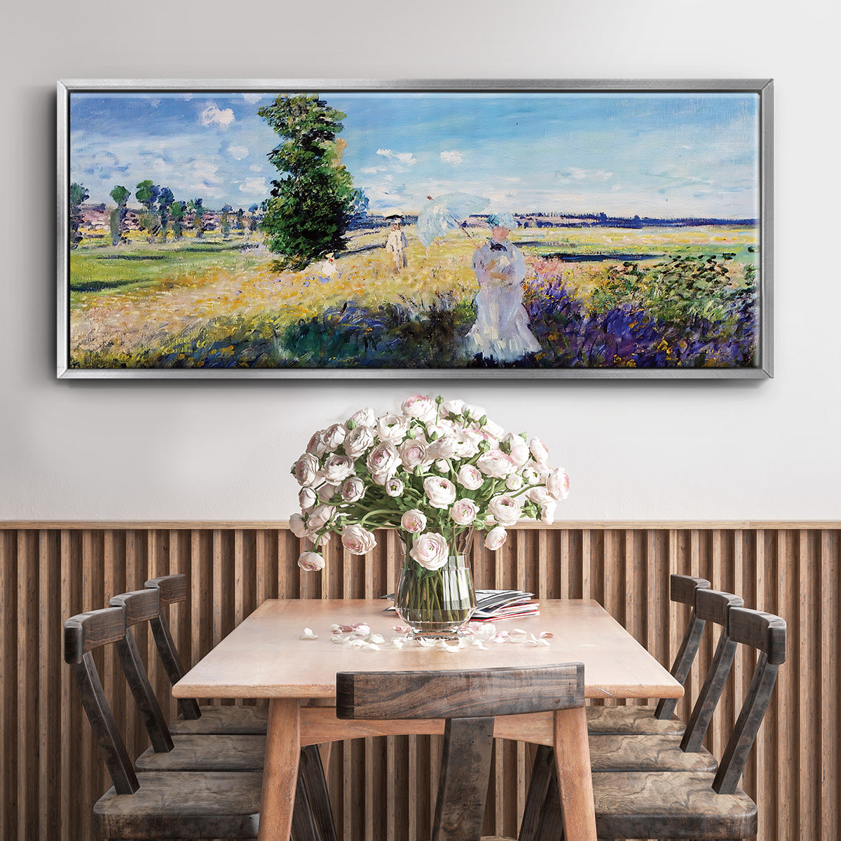 The Promenade, Argenteuil, 1875 - Floater Framed Canvas Print