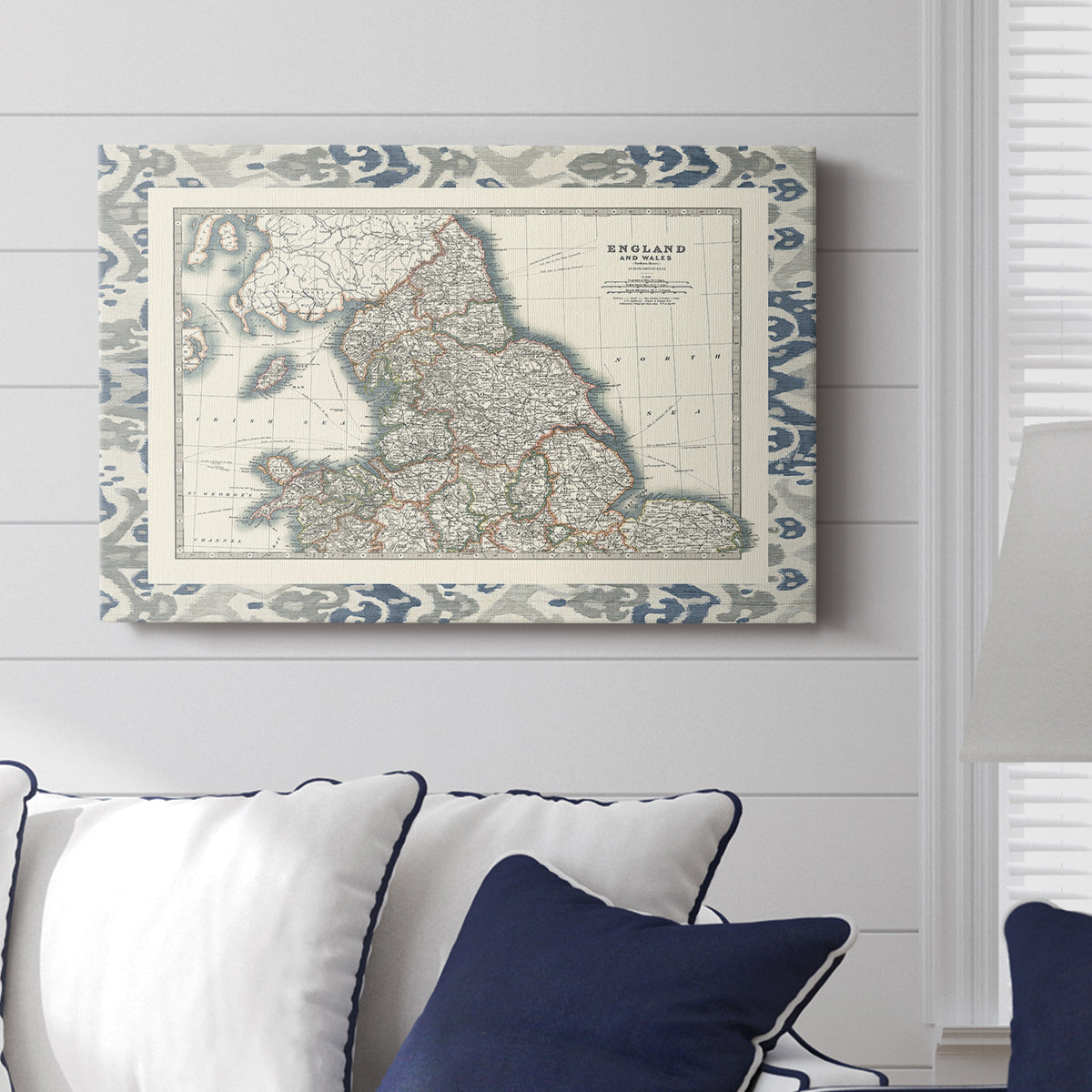 Bordered Map of England & Wales - Canvas Art Print