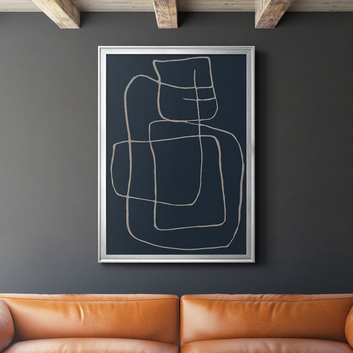 Shapes and Night Sky II - Modern Framed Canvas Print