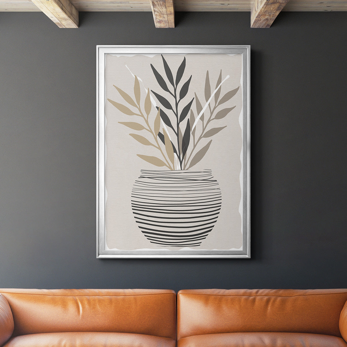 Palm Arrangement I - Modern Framed Canvas Print