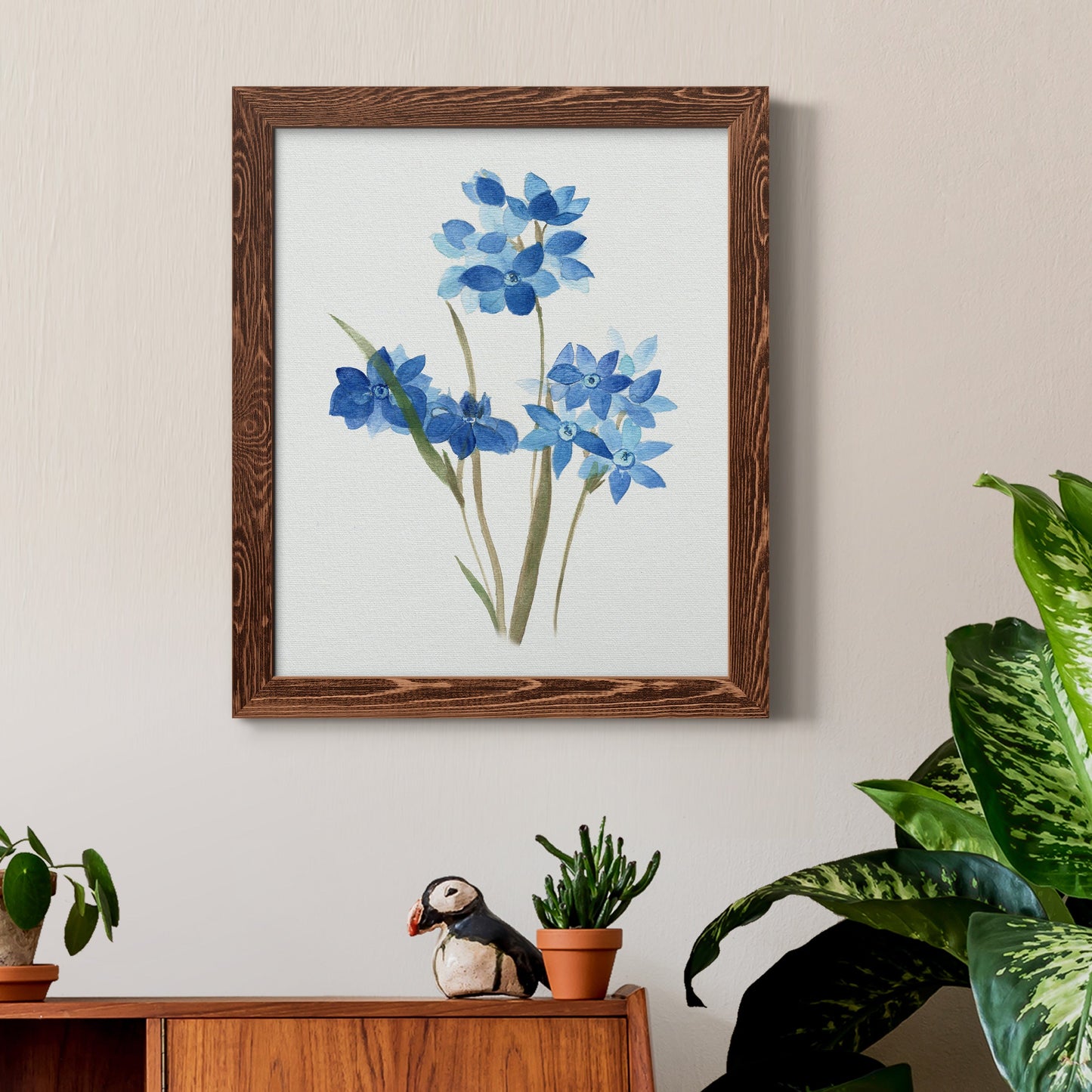 Blue Blossom Botanical I - Premium Canvas Framed in Barnwood - Ready to Hang