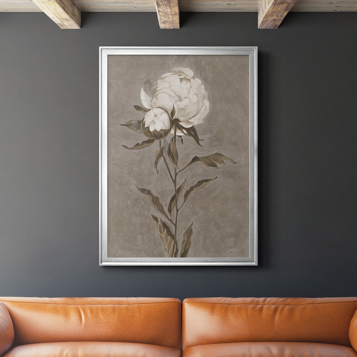 Pretty As A Peony II - Modern Framed Canvas Print