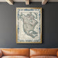 Bordered Map of North America - Modern Framed Canvas Print