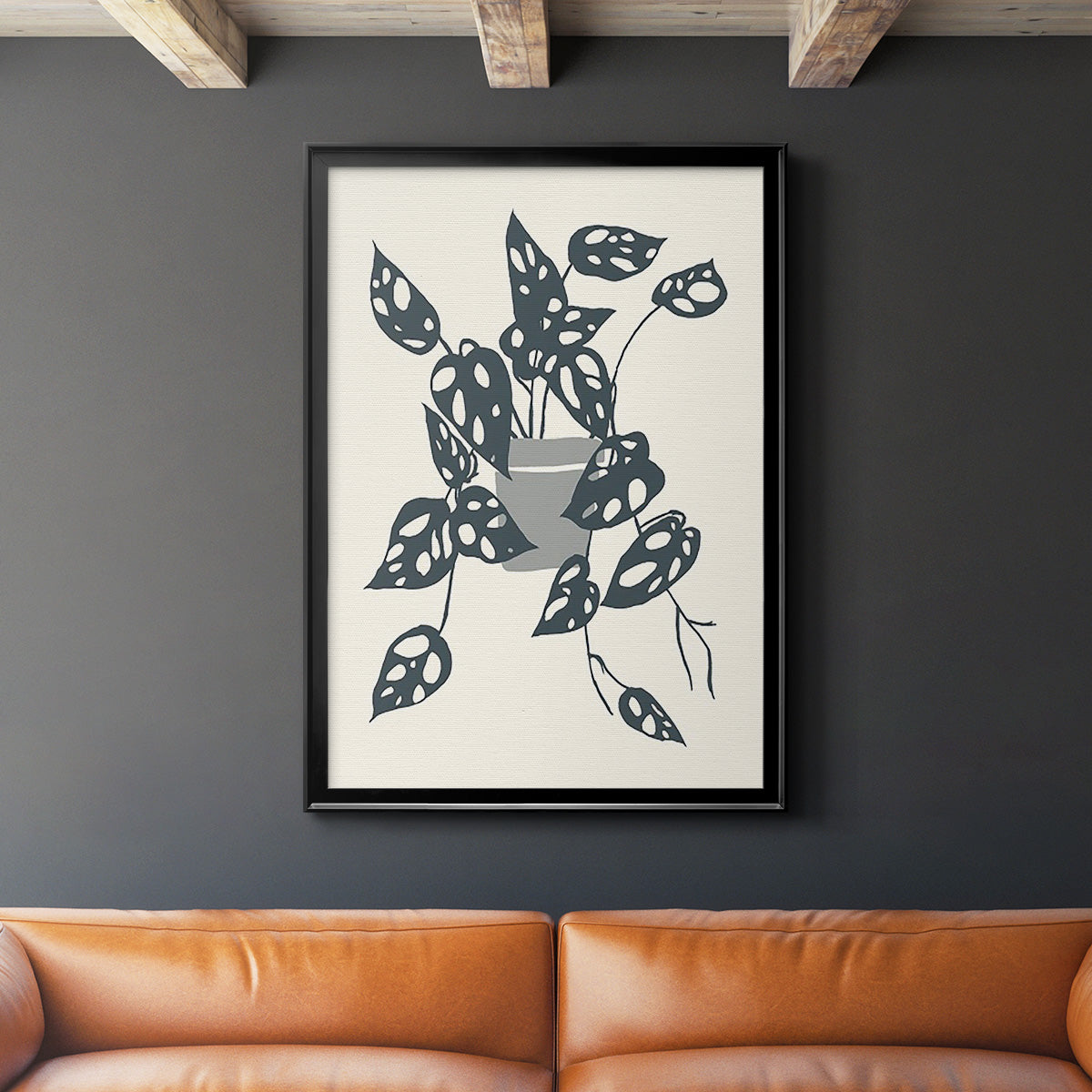 Growing Leaves IV - Modern Framed Canvas Print